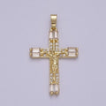 Dainty Baguette Cz Crystal Cross Charm Crucifix Jesus Pendant