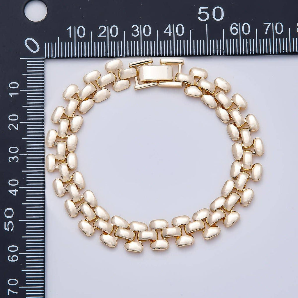 16K Gold Filled 9mm Minimalist Panther Chain Statement 7 Inch Bracelet