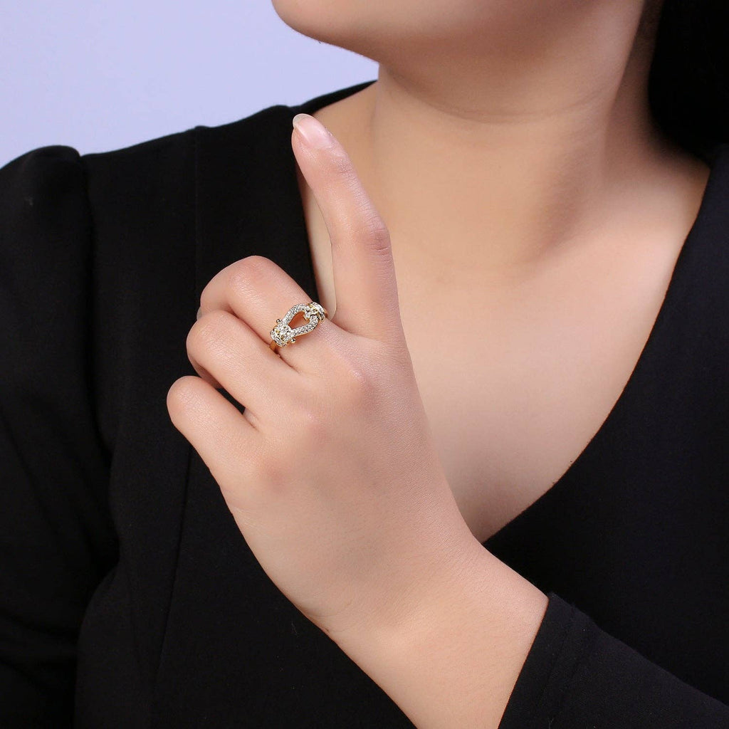 Buckle Ring in 14k Gold Filled Micro Pave Midi Ring