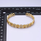 14K Gold Filled Sunflower Sunburst Textured CZ Cuff Bracelet: Silver