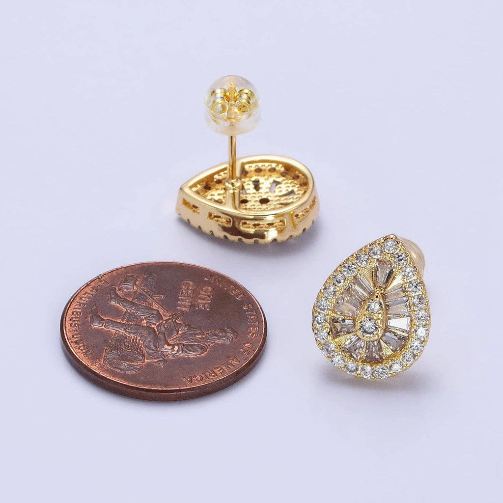 Elegant Luxury Gold Teardrop Stud Earring