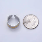 Stainless Steel Mixed Metal Wide Croissant Triple Band Ring