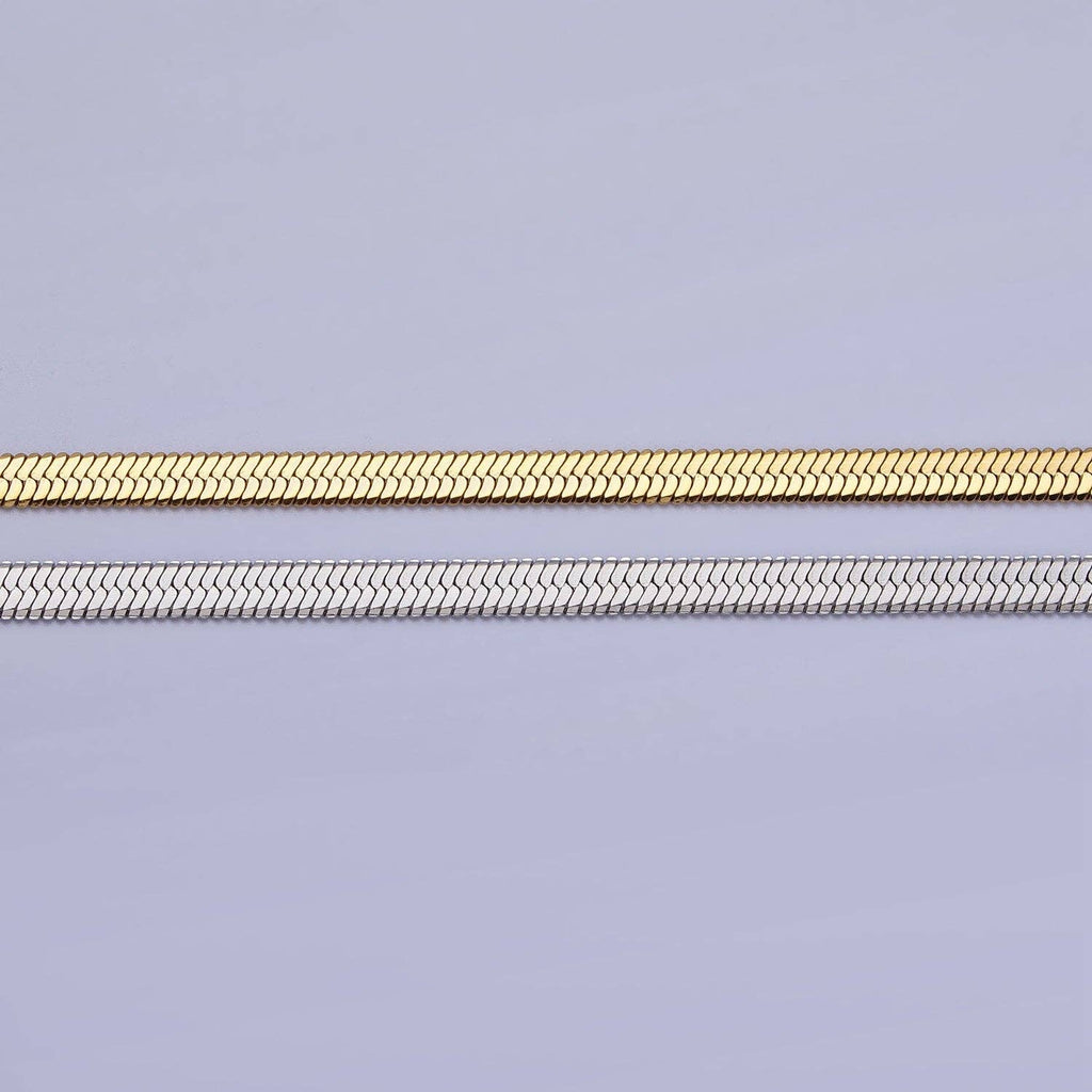 Dainty 2.5mm Silver Herringbone Snake Chain Necklace