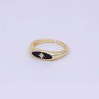 Gold Filled Star Signet Gold Open Adjustable Ring White