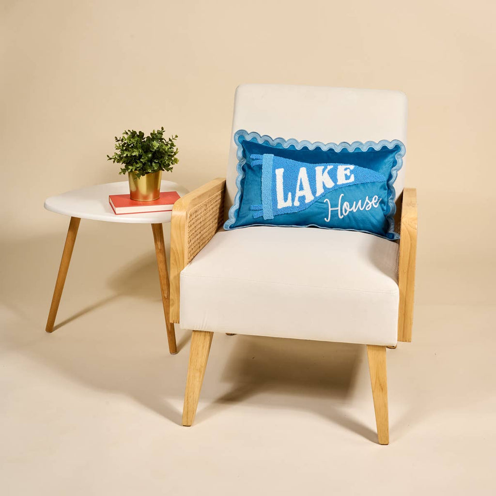 Scalloped Rectangle Throw Pillow–Lake House