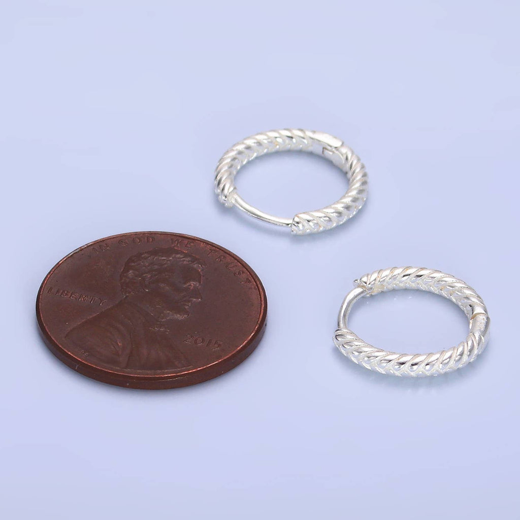 Sterling Silver Minimalist Line Textured Hoops