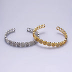 14K Gold Filled Sunflower Sunburst Textured CZ Cuff Bracelet: Silver