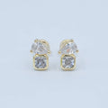24K Gold Filled Clear CZ Baguette Teardrop Stud Earrings