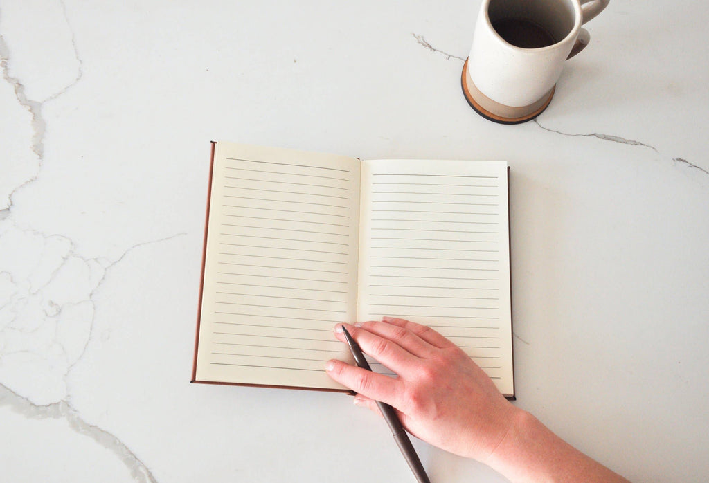 Tropical Floral | Leather Engraved Lined Journal: Black & Gold