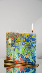 Flat Hand-Crafted 6" Square Candle - Vincent van Gogh Irises
