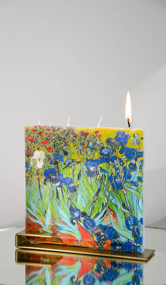 Flat Hand-Crafted 6" Square Candle - Vincent van Gogh Irises