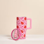 20 oz Lifestyle Flip Straw Tumbler–Poppin' Petals Hot Pink