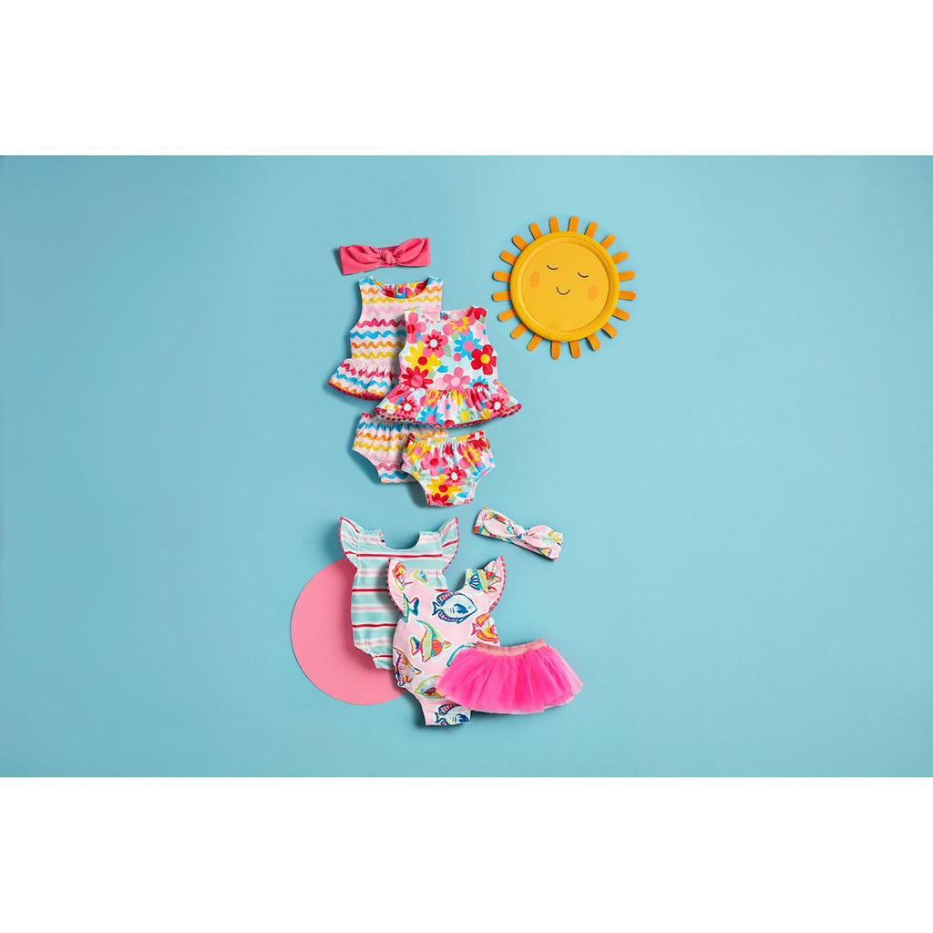 Pink Fish/Stripe Reversible Swimsuit & Tutu Set