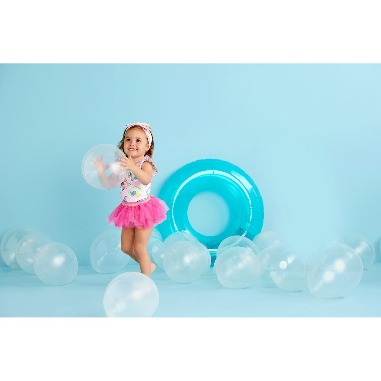 Pink Fish/Stripe Reversible Swimsuit & Tutu Set