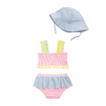 Seersucker Baby Swimsuit & Hat