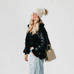 Fine Knit Fur Pom Slouchy Beanie Wholesale: Cream