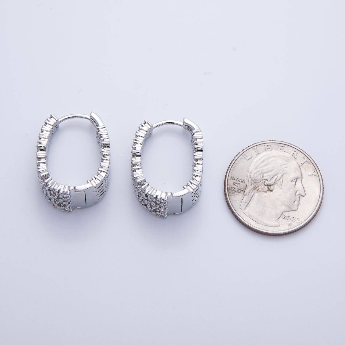 14K Gold Filled 24mm Cluster Micro Paved CZ Hoop Earrings Silver or Gold