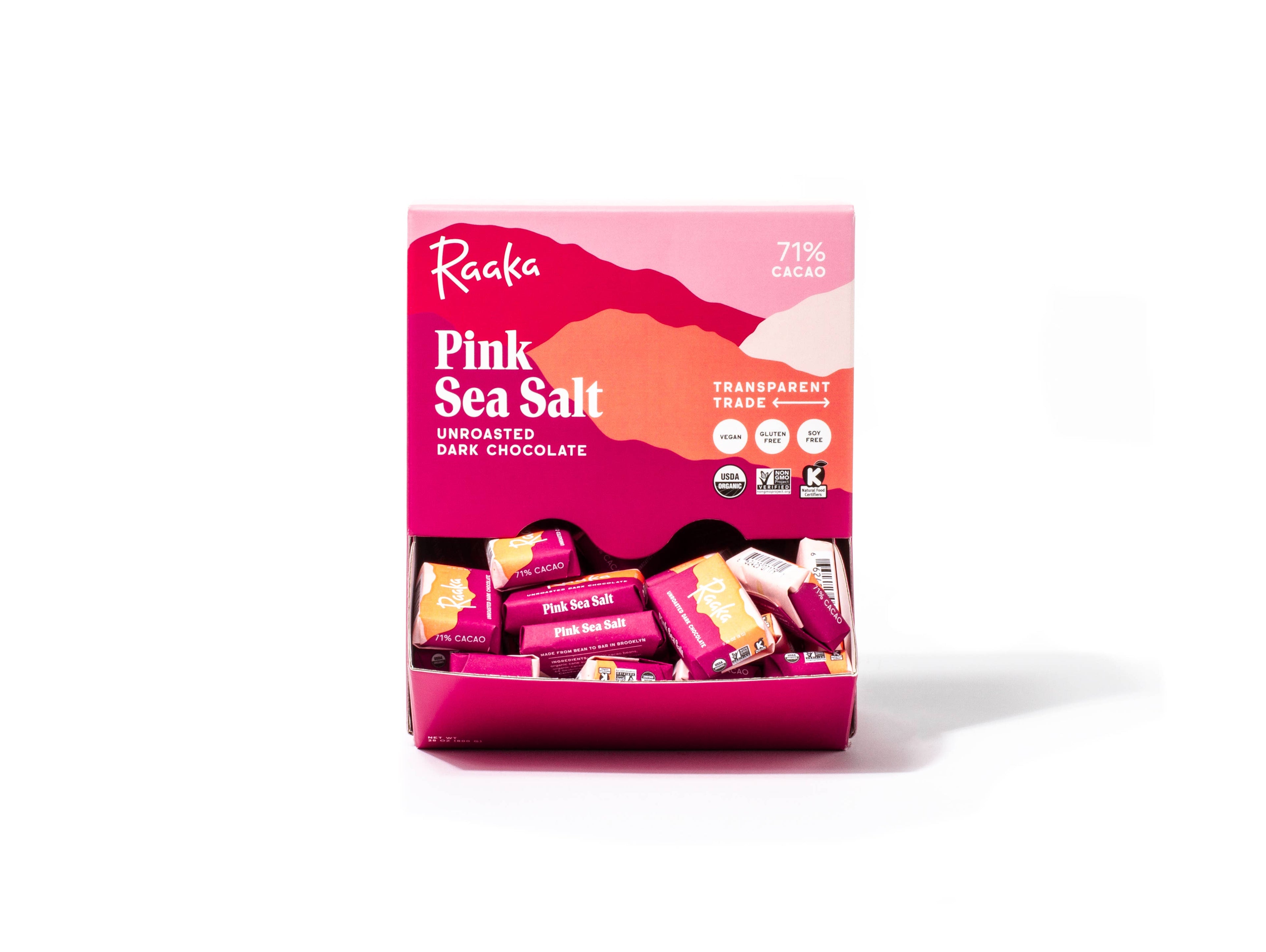 71% Pink Sea Salt Mini Chocolate Bars $1 Per