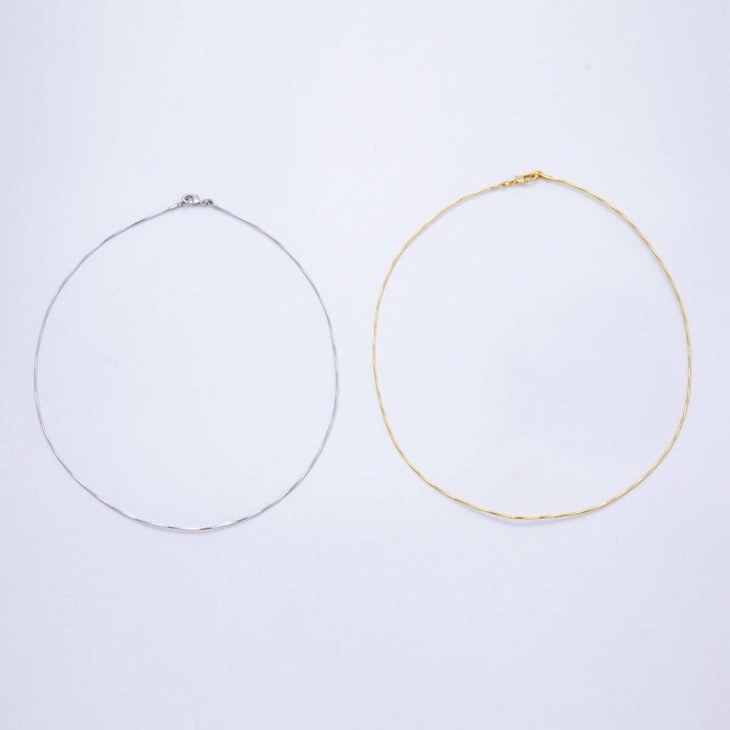 16K Gold Filled 1mm Twist Snake Chain 16 Inch Necklace in Silver