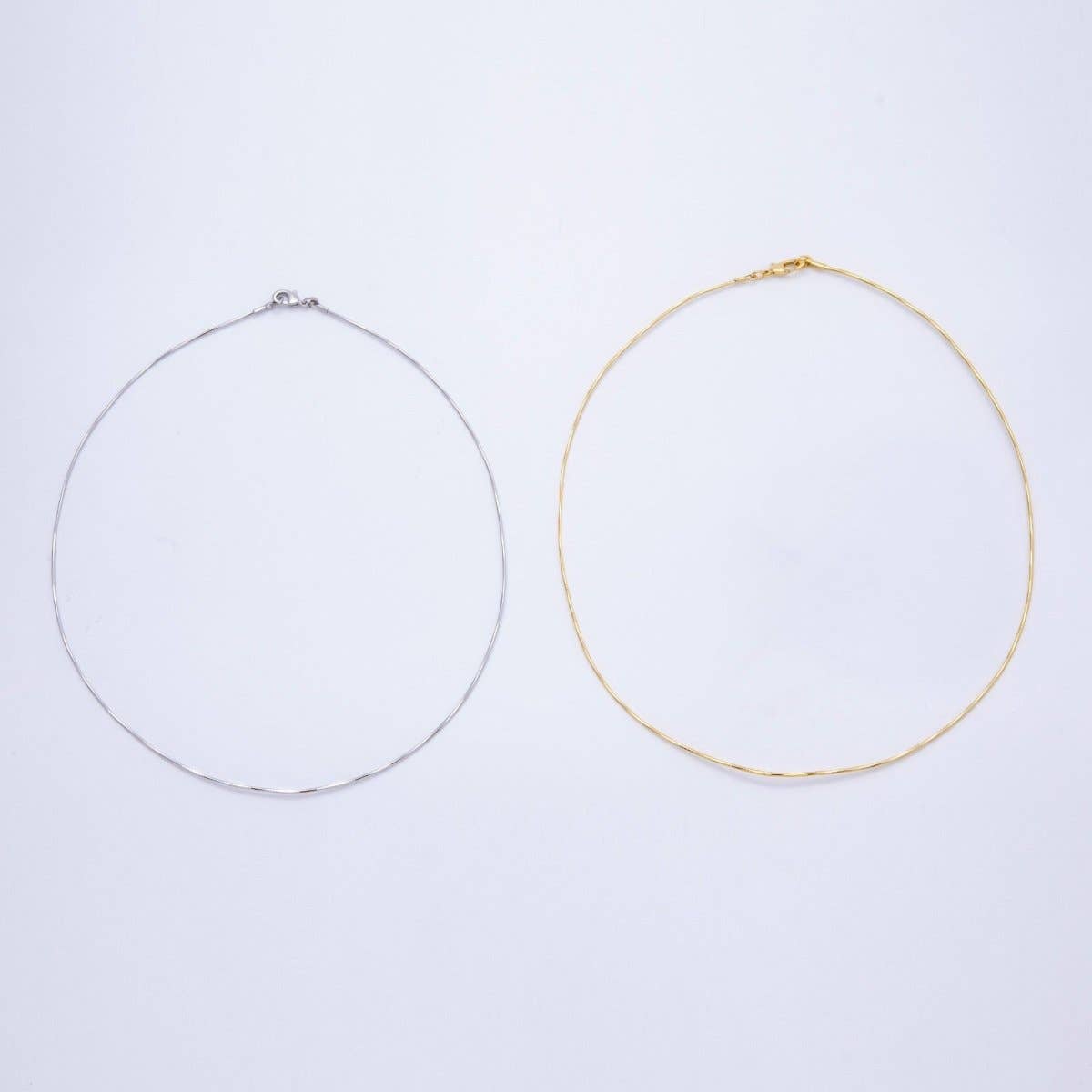 16K Gold Filled 1mm Twist Snake Chain 16 Inch Necklace in Silver