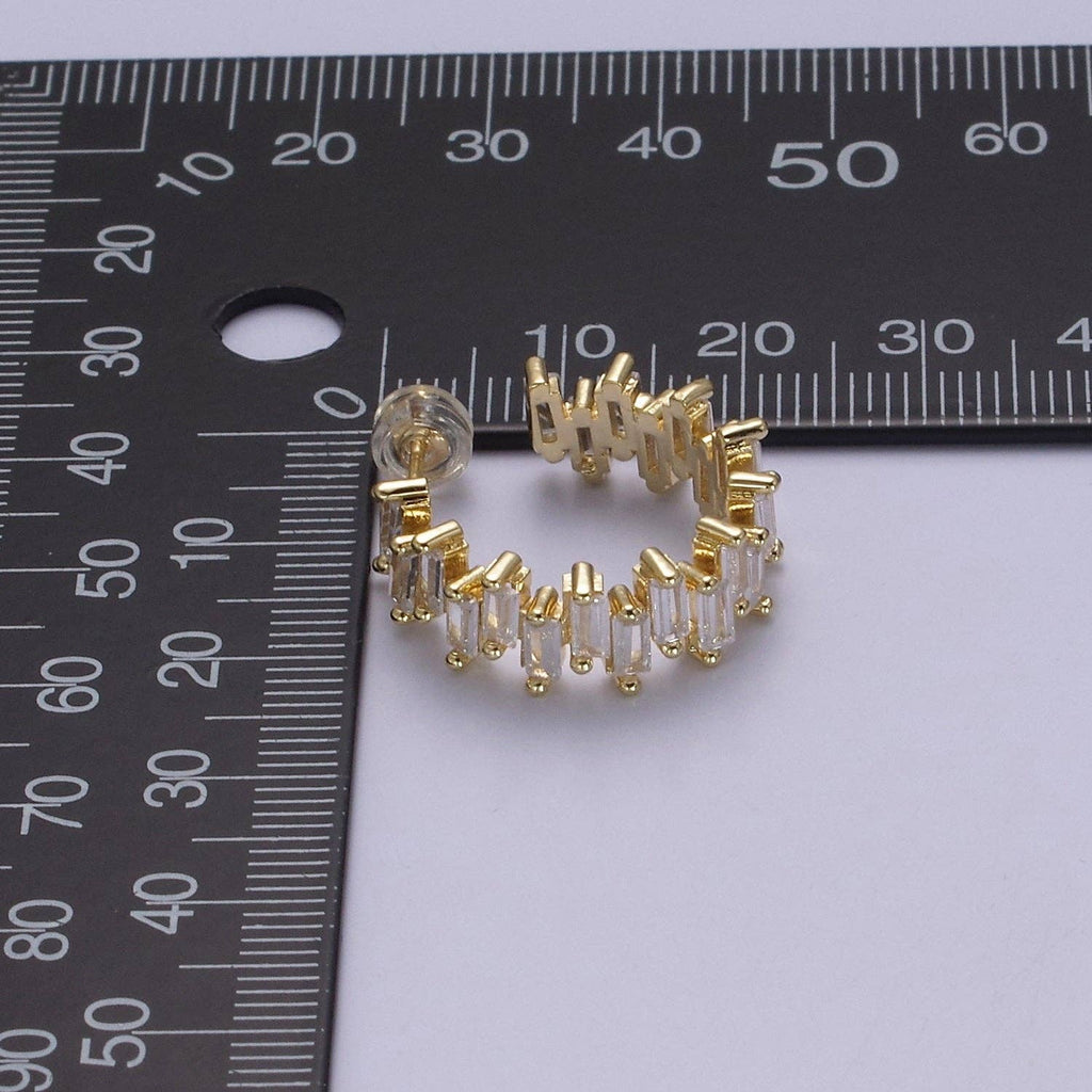 14k Gold Filled Hoop Earrings Baguette Hoop Earrings