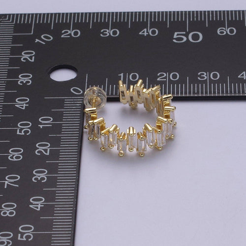14k Gold Filled Hoop Earrings Baguette Hoop Earrings