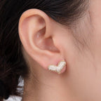18K Gold Filled Micro Paved CZ Heart Stud Earrings
