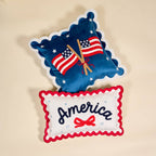 Scalloped Square Throw Pillow–American Flags