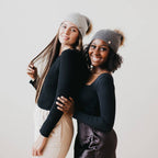 Fine Knit Angora Fur Pom Slouchy Beanie : Charcoal