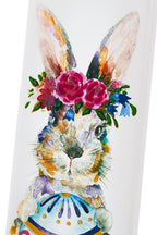 Flat Handmade Easter Candle - Bunny with Egg and Flowers