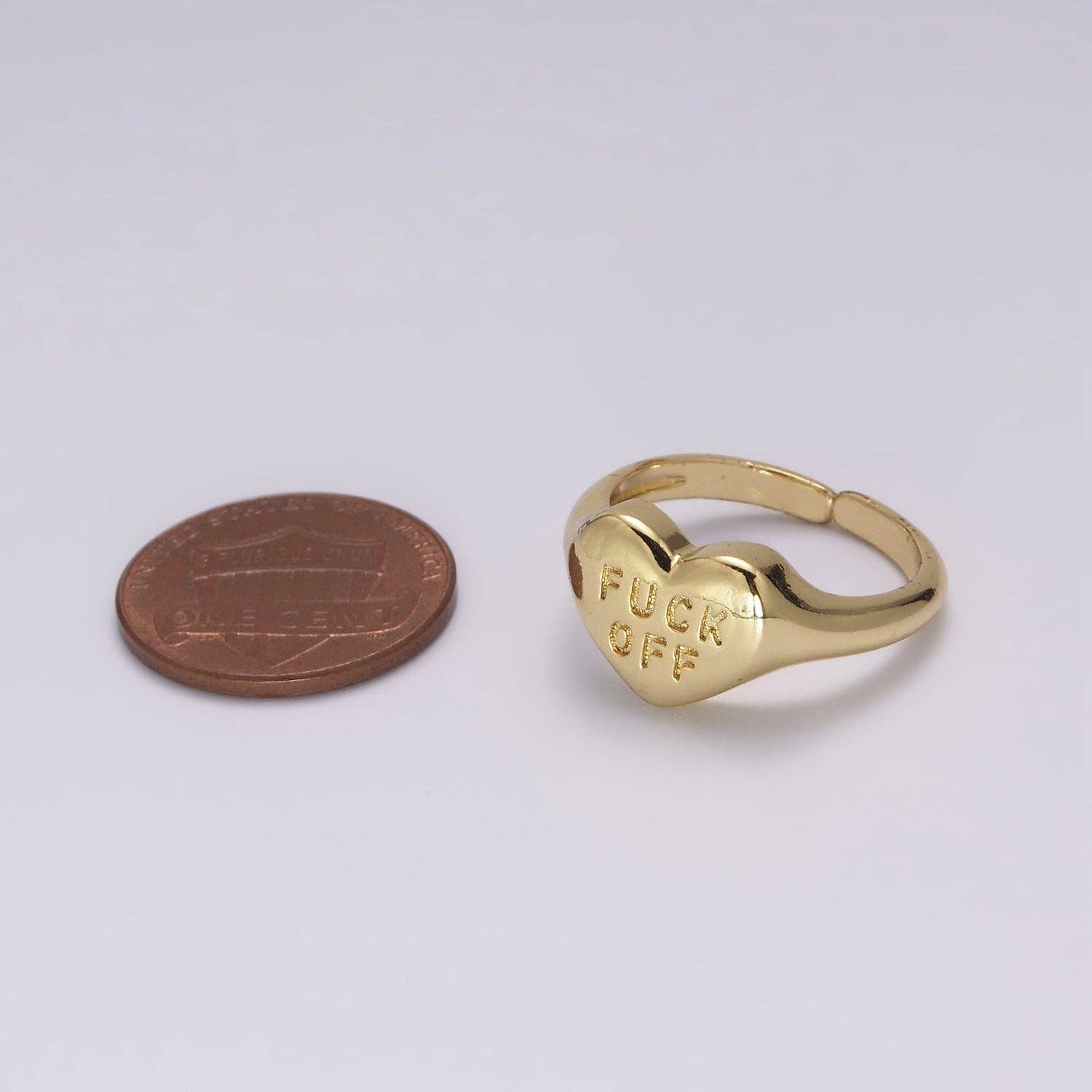 Gold Fuck Off Ring  Heart Shaped Ring
