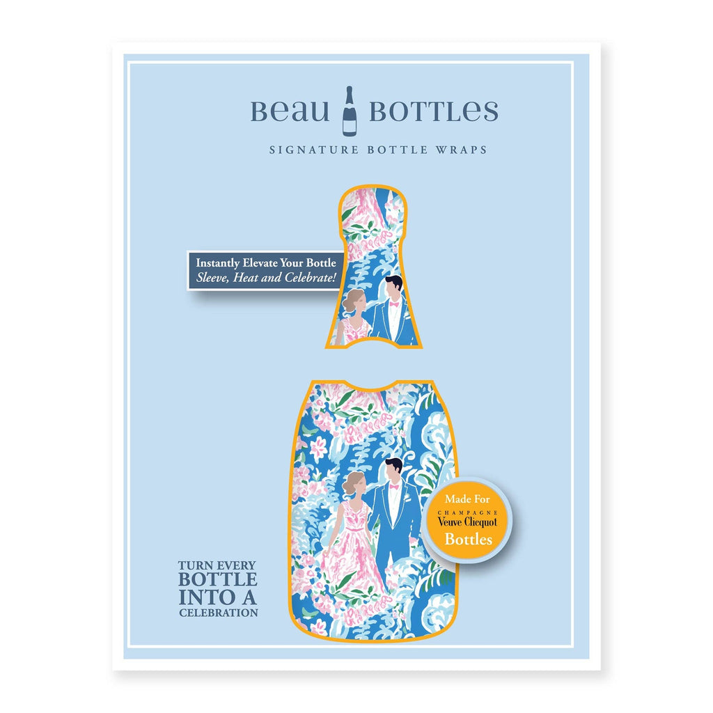 Bottle Wrap Preppy Bride and Groom - Champagne Collection