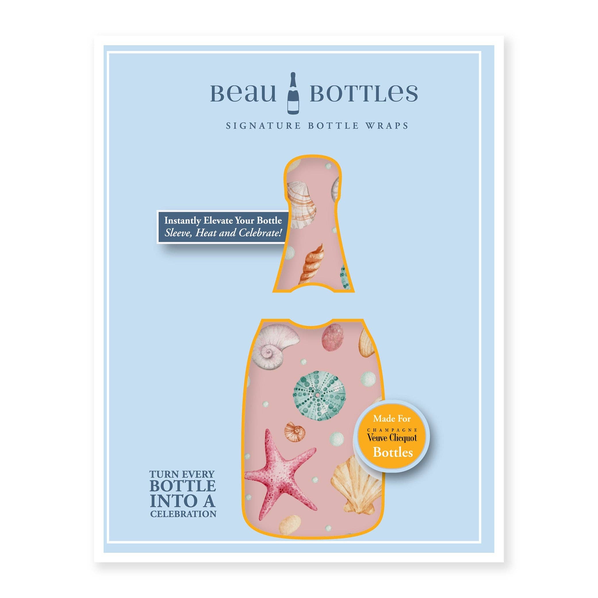 Bottle Wrap Pink Seashells - Champagne Collection