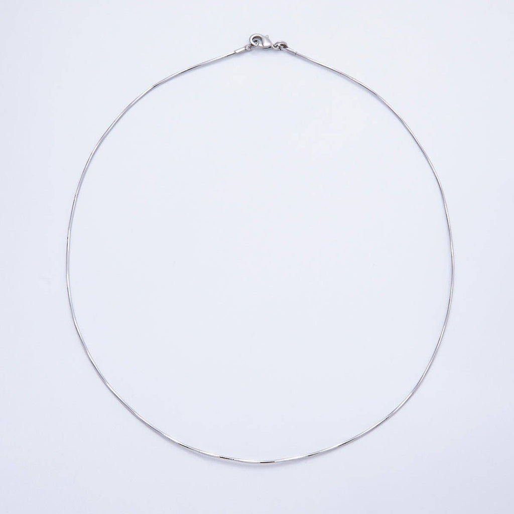 16K Gold Filled 1mm Twist Snake Chain 16 Inch Necklace in Silver