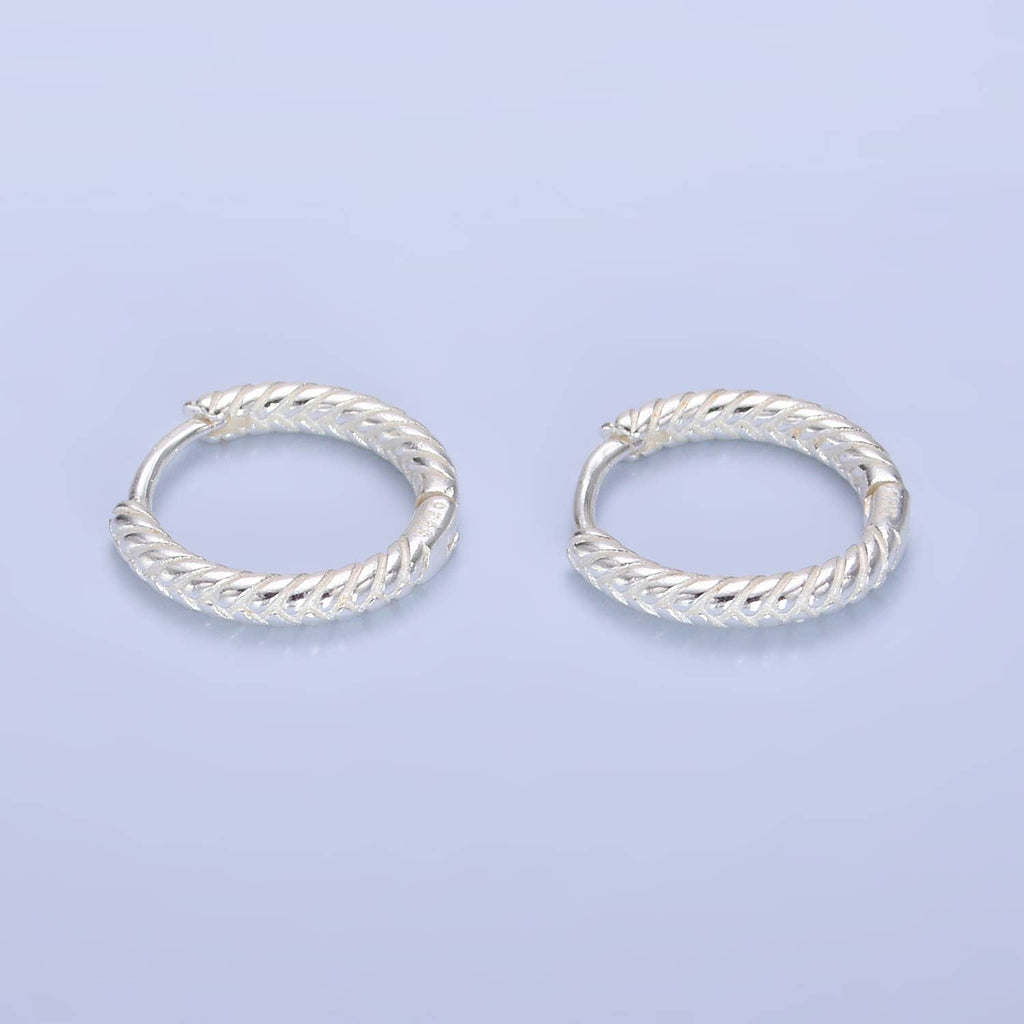 Sterling Silver Minimalist Line Textured Hoops