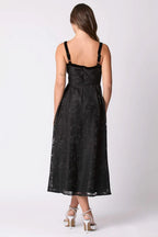 Floral Jacquard Organza Dress (Black)