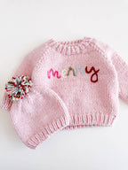 Merry Baby Sweater Pink Christmas Holiday Apparel Gift: S; 12-24M