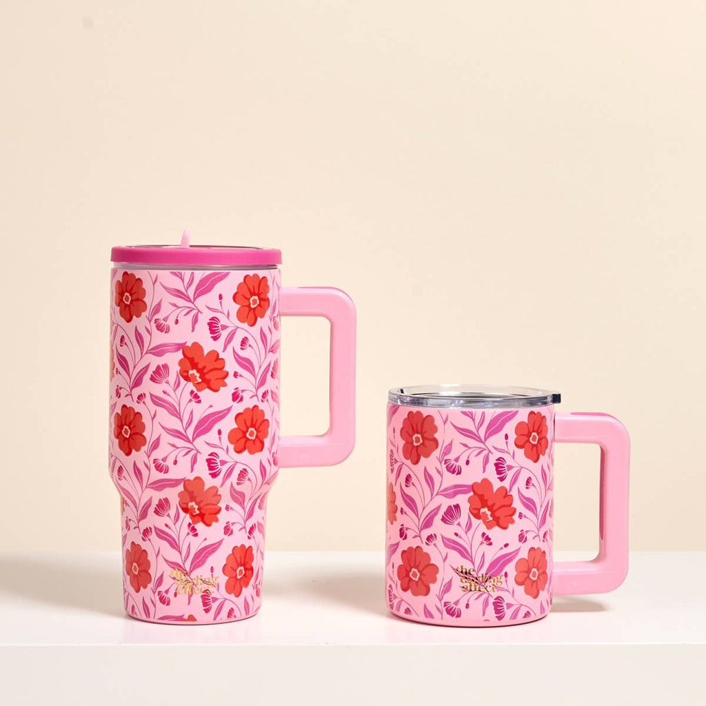 20 oz Lifestyle Flip Straw Tumbler–Poppin' Petals Hot Pink