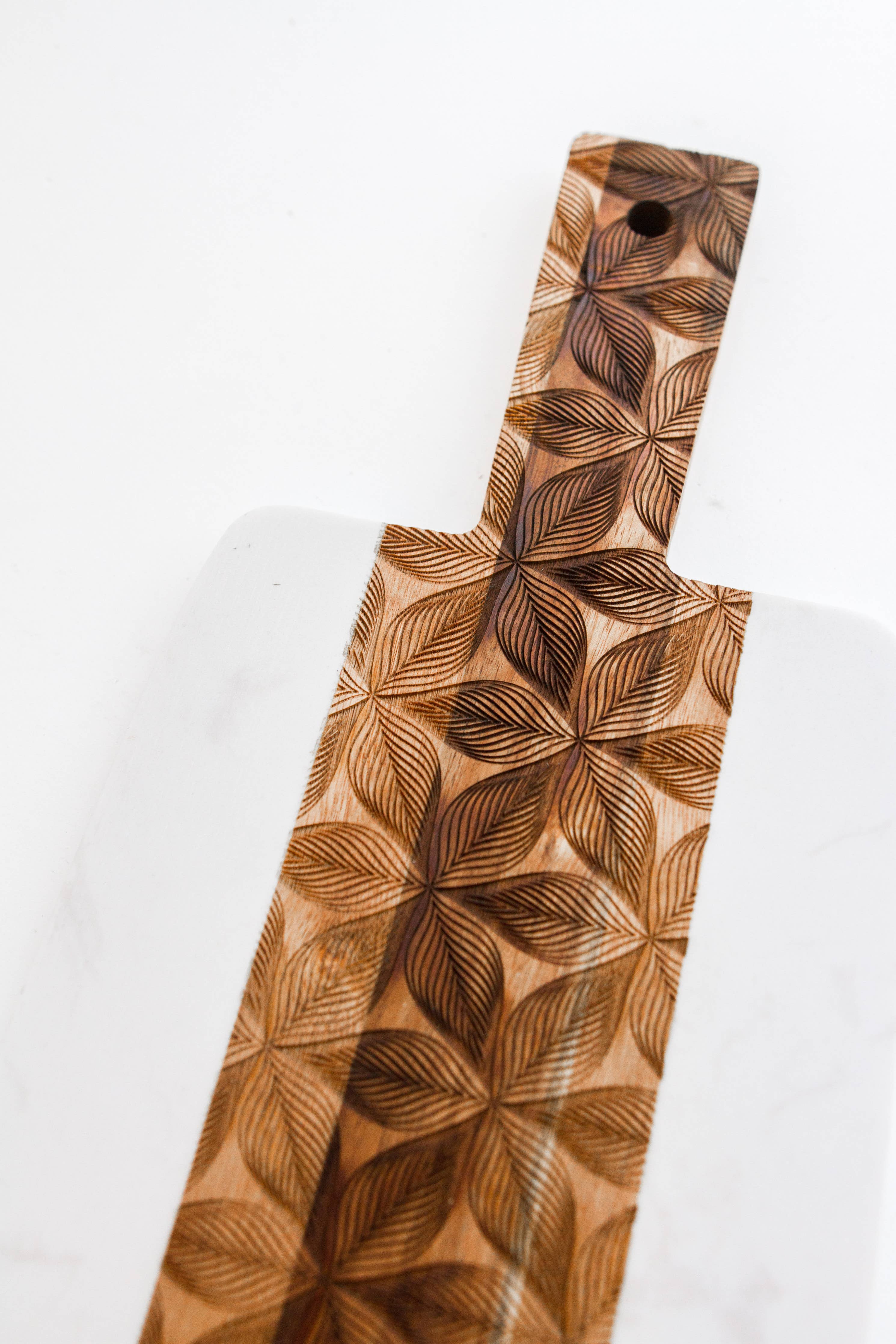 Marble and Wood Serving Tray Cutting Board