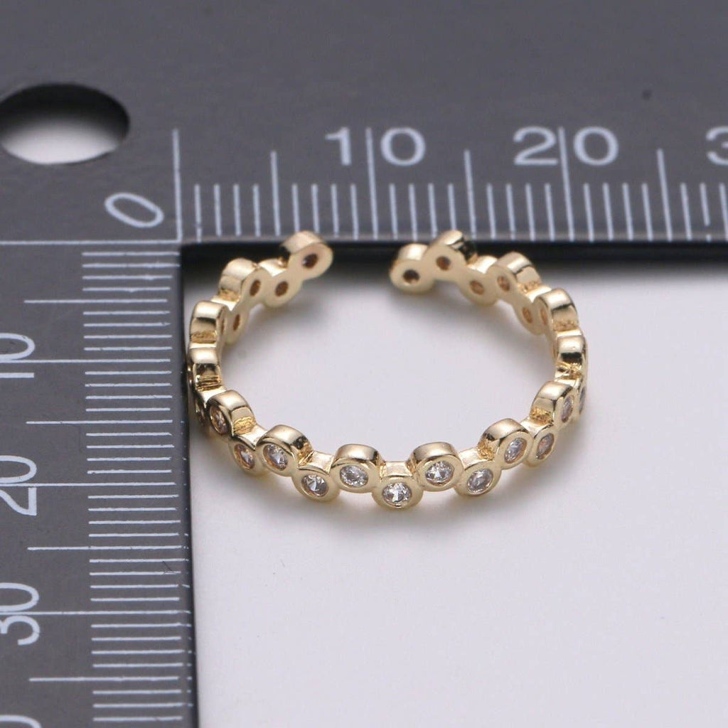 Dainty Gold cubic zirconia CZ bezel stacking ring