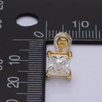 14K Gold Filled 8mm, 6mm Clear CZ Square Bezel Stud Earrings