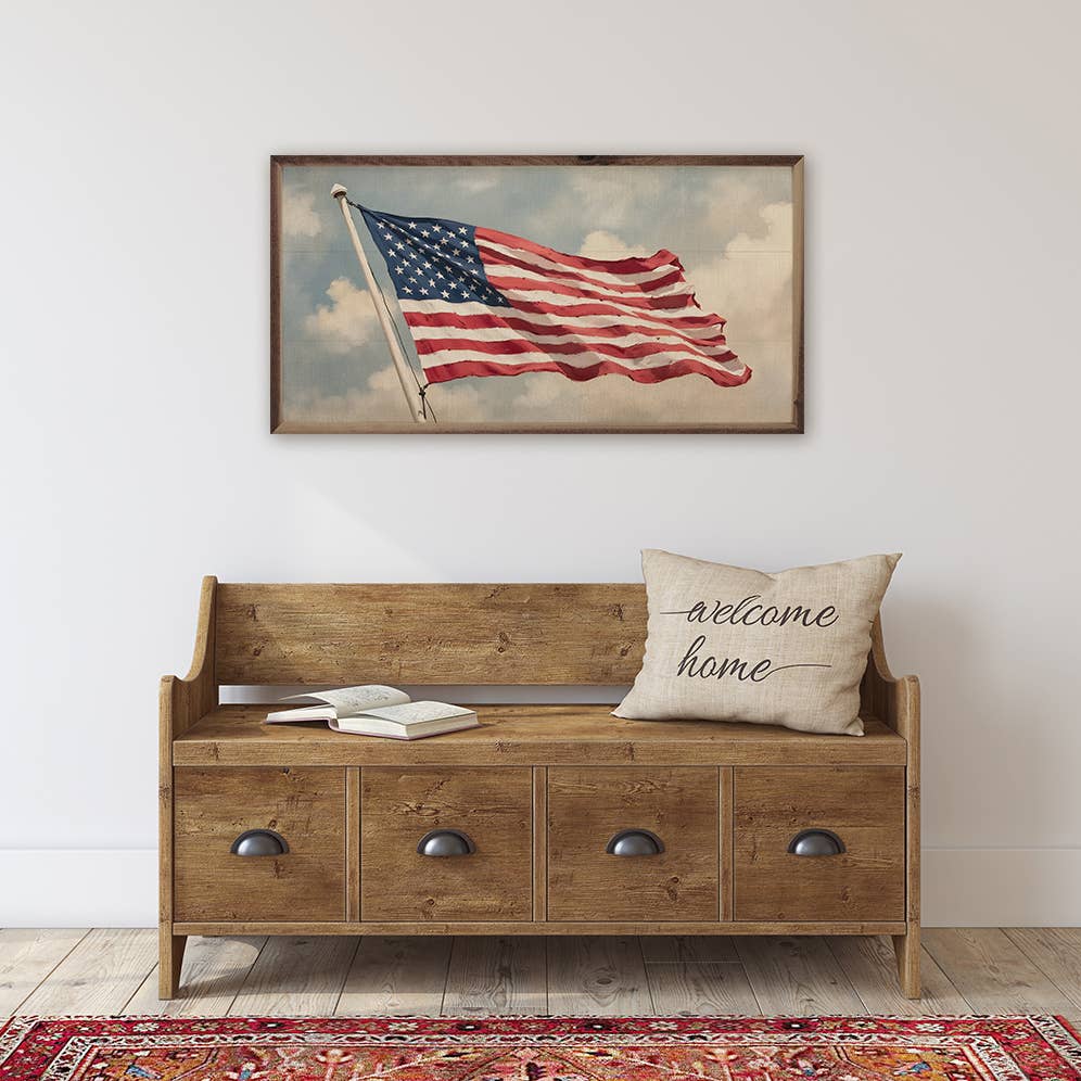 Flag Waving In Sky: 24x12