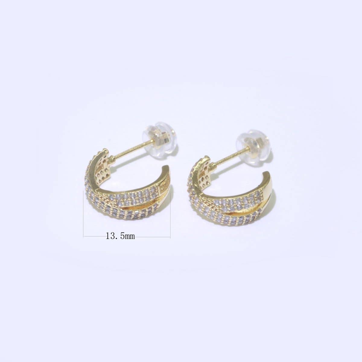 Dainty Gold Hoop Earring Micro Pave Hoop Stud Earring