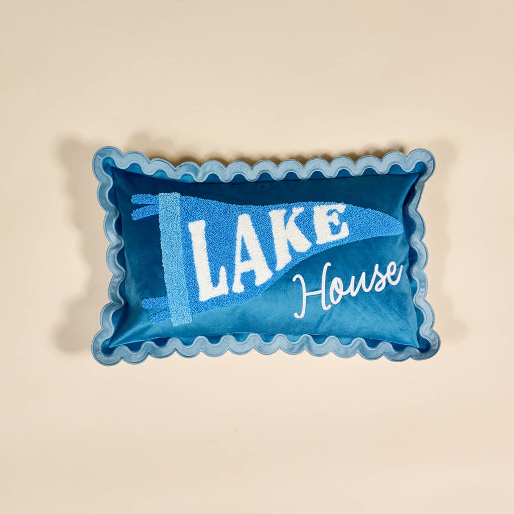 Scalloped Rectangle Throw Pillow–Lake House