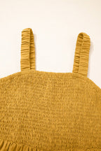 Smocked Wide Leg Jumpsuit with Pockets: Ginger
