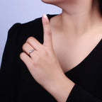Elegant Dainty CZ Crystal Stone Silver Statement Ring Band