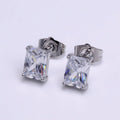 24K Gold Filled Clear Baguette Minimalist Stud Earrings in  Silver