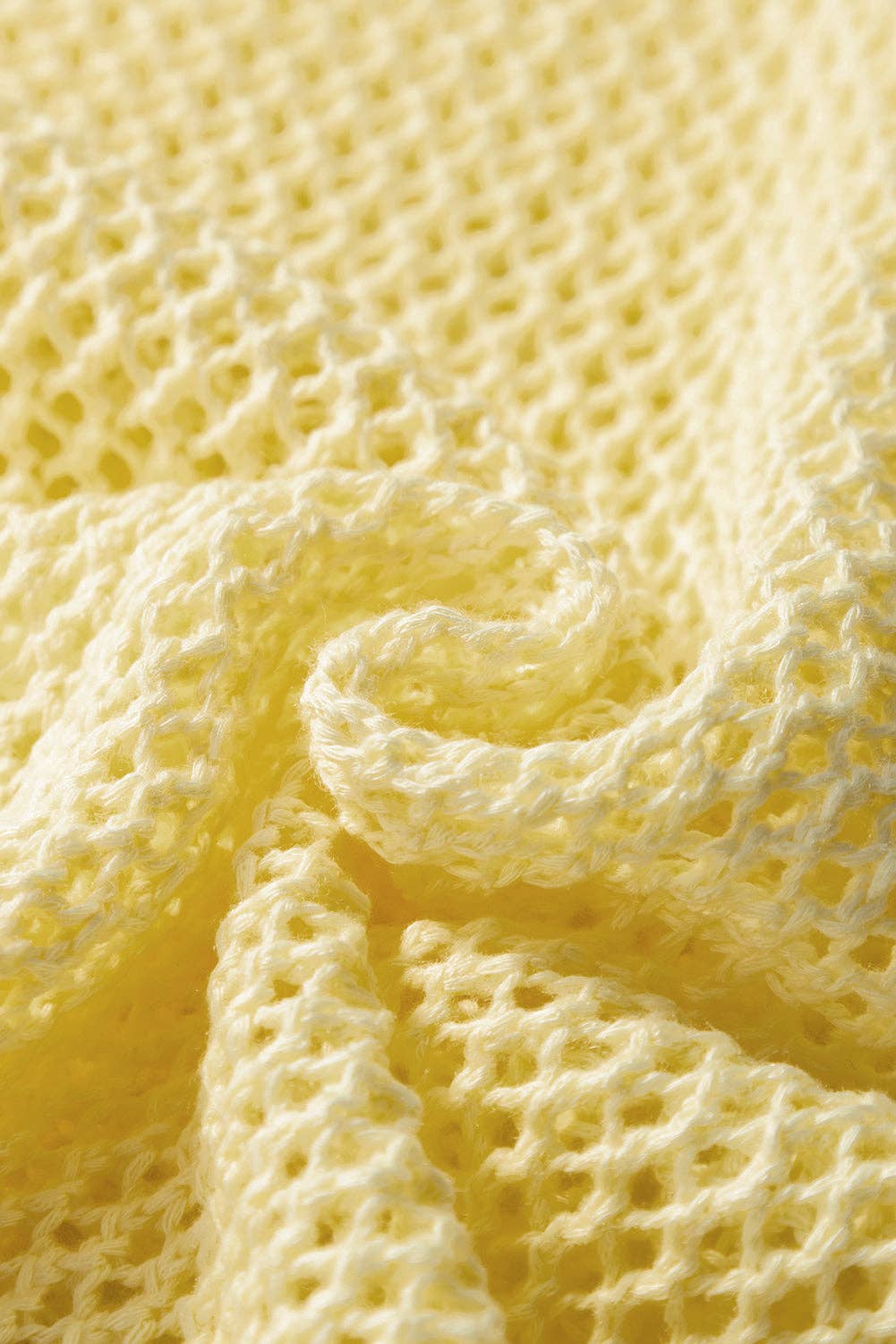 Solid Hollowed Knit Sleeveless Sweater Top: Yellow