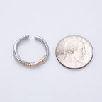 16K Gold Filled Twisted Micro Paved CZ Mixed Metal Ring in Silver