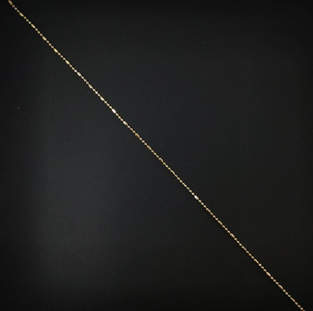 15.6'' Ready to Use 18K Gold Plated Bead Necklace Chain, Layering Beaded Chain, Dainty 1mm Bead Necklace w/Spring Ring